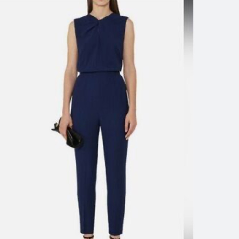 Reiss Navy Blue Leoni Sleeveless Tailored Jumpsuit